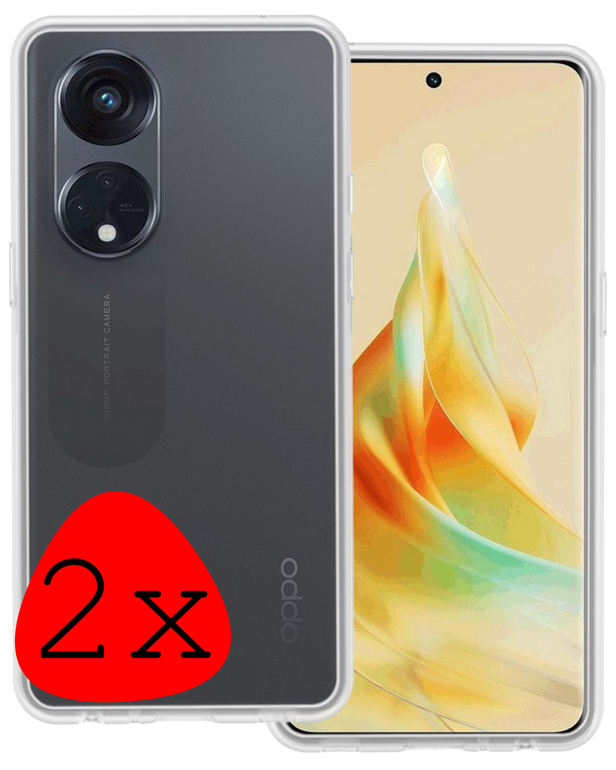 BASEY. Hoes Geschikt voor OPPO Reno 8T 4G Hoesje Siliconen Back Cover Case - Hoesje Geschikt voor OPPO Reno 8T 4G Hoes Cover Hoesje - Transparant - 2 Stuks