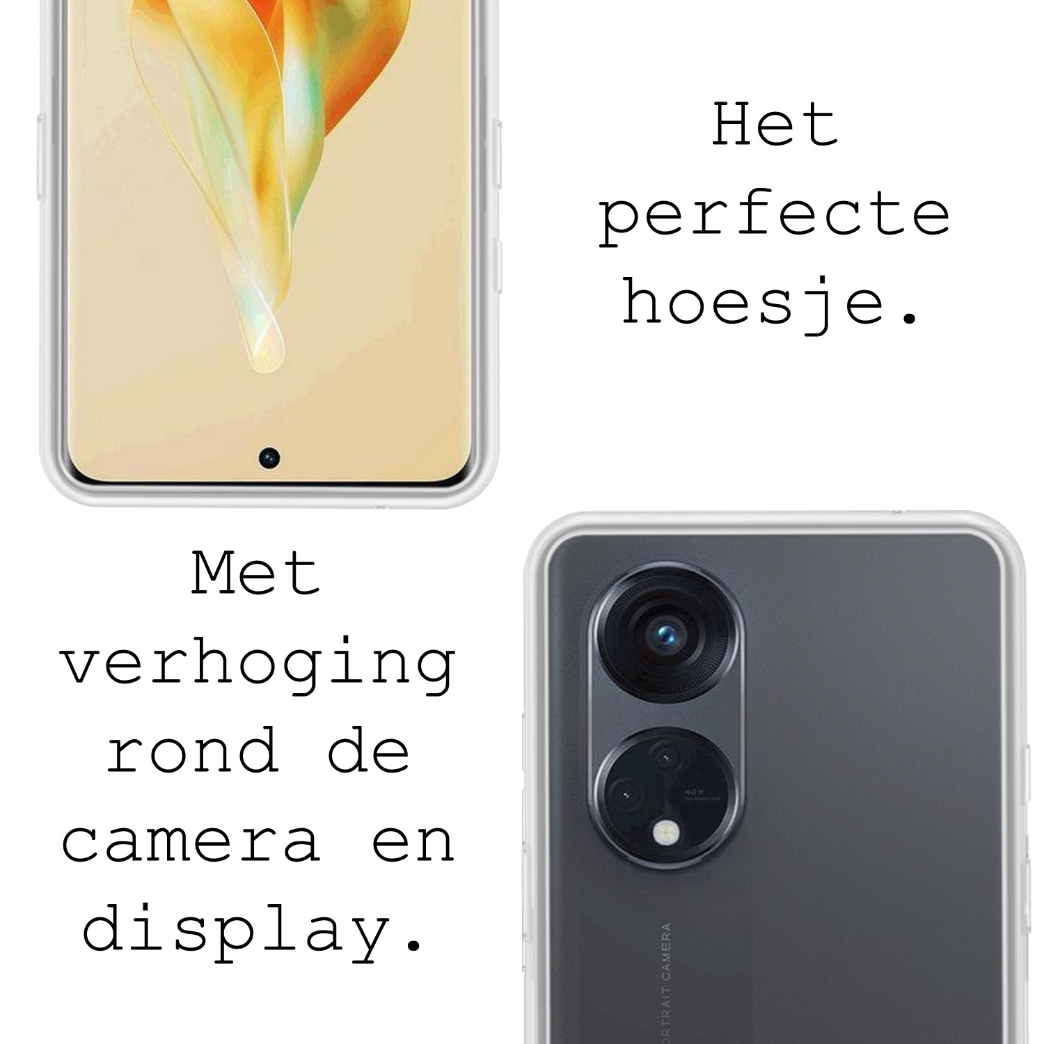 BASEY. Hoes Geschikt voor OPPO Reno 8T 4G Hoesje Siliconen Back Cover Case - Hoesje Geschikt voor OPPO Reno 8T 4G Hoes Cover Hoesje - Transparant - 2 Stuks