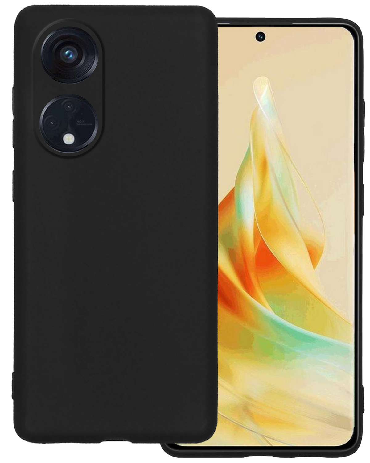 BASEY. Hoes Geschikt voor OPPO Reno 8T 4G Hoesje Siliconen Back Cover Case - Hoesje Geschikt voor OPPO Reno 8T 4G Hoes Cover Hoesje - Zwart