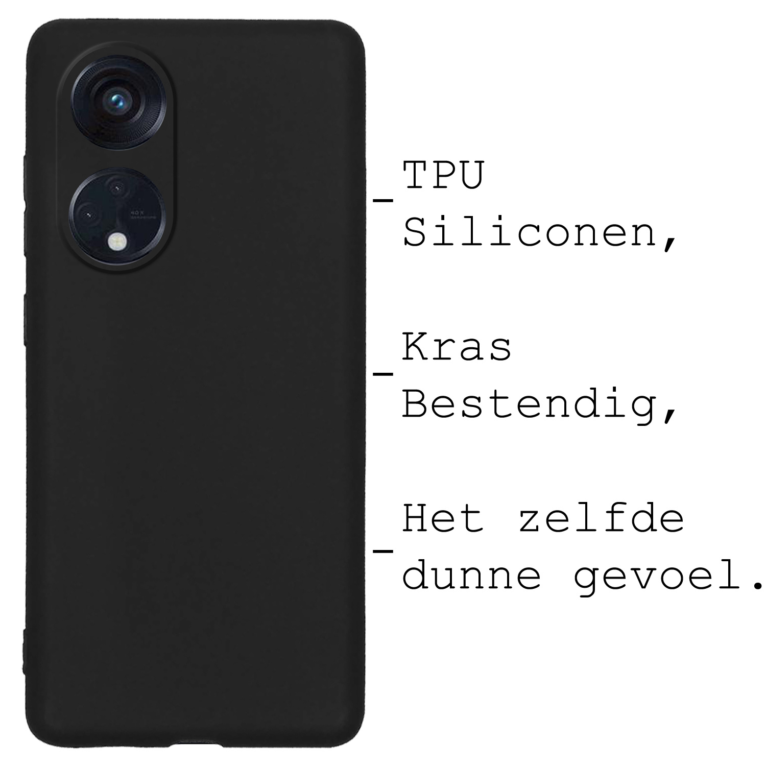 BASEY. Hoes Geschikt voor OPPO Reno 8T 4G Hoesje Siliconen Back Cover Case - Hoesje Geschikt voor OPPO Reno 8T 4G Hoes Cover Hoesje - Zwart - 2 Stuks