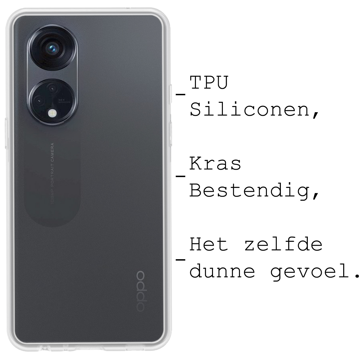 BASEY. Hoes Geschikt voor OPPO Reno 8T 4G Hoesje Siliconen Back Cover Case Met Screenprotector - Hoesje Geschikt voor OPPO Reno 8T 4G Hoes Cover Hoesje - Transparant