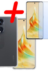 BASEY. Hoes Geschikt voor OPPO Reno 8T 4G Hoesje Siliconen Back Cover Case Met Screenprotector - Hoesje Geschikt voor OPPO Reno 8T 4G Hoes Cover Hoesje - Transparant