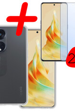 BASEY. Hoes Geschikt voor OPPO Reno 8T 4G Hoesje Siliconen Back Cover Case Met 2x Screenprotector - Hoesje Geschikt voor OPPO Reno 8T 4G Hoes Cover Hoesje - Transparant