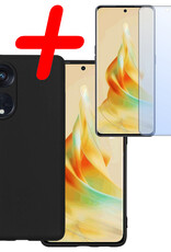 BASEY. Hoes Geschikt voor OPPO Reno 8T 4G Hoesje Siliconen Back Cover Case Met Screenprotector - Hoesje Geschikt voor OPPO Reno 8T 4G Hoes Cover Hoesje - Zwart