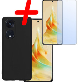 BASEY. BASEY. Oppo Reno 8T 4G Hoesje Siliconen Met Screenprotector - Zwart