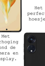 BASEY. Hoes Geschikt voor OPPO Reno 8T 4G Hoesje Siliconen Back Cover Case Met 2x Screenprotector - Hoesje Geschikt voor OPPO Reno 8T 4G Hoes Cover Hoesje - Zwart