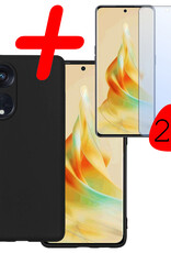 BASEY. Hoes Geschikt voor OPPO Reno 8T 4G Hoesje Siliconen Back Cover Case Met 2x Screenprotector - Hoesje Geschikt voor OPPO Reno 8T 4G Hoes Cover Hoesje - Zwart