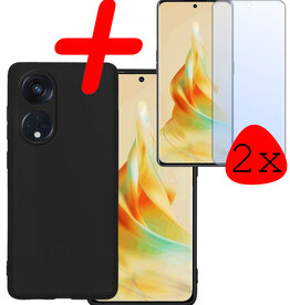 BASEY. BASEY. Oppo Reno 8T 4G Hoesje Siliconen Met 2x Screenprotector - Zwart