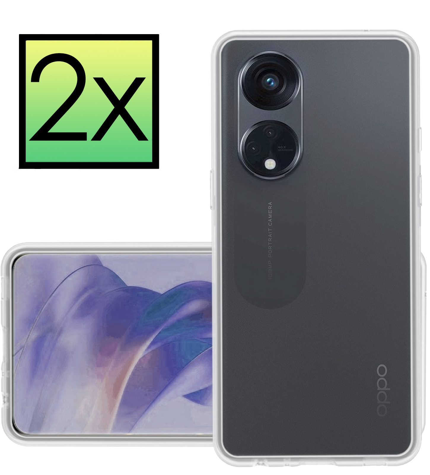 NoXx Hoes Geschikt voor OPPO Reno 8T 4G Hoesje Cover Siliconen Back Case Hoes - Transparant - 2x
