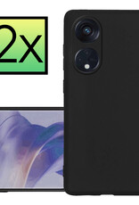 NoXx Hoes Geschikt voor OPPO Reno 8T 4G Hoesje Cover Siliconen Back Case Hoes - Zwart - 2x
