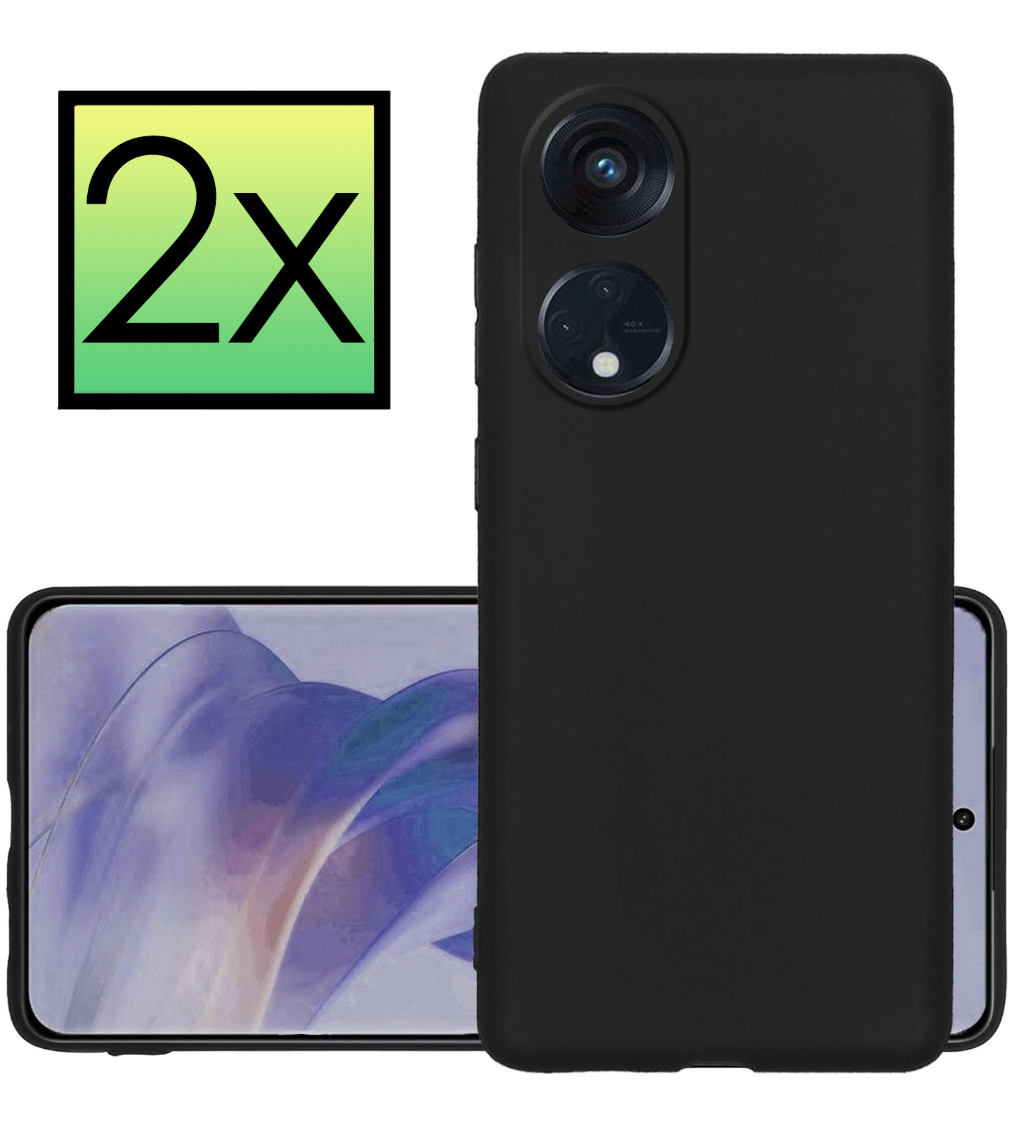 NoXx Hoes Geschikt voor OPPO Reno 8T 4G Hoesje Cover Siliconen Back Case Hoes - Zwart - 2x