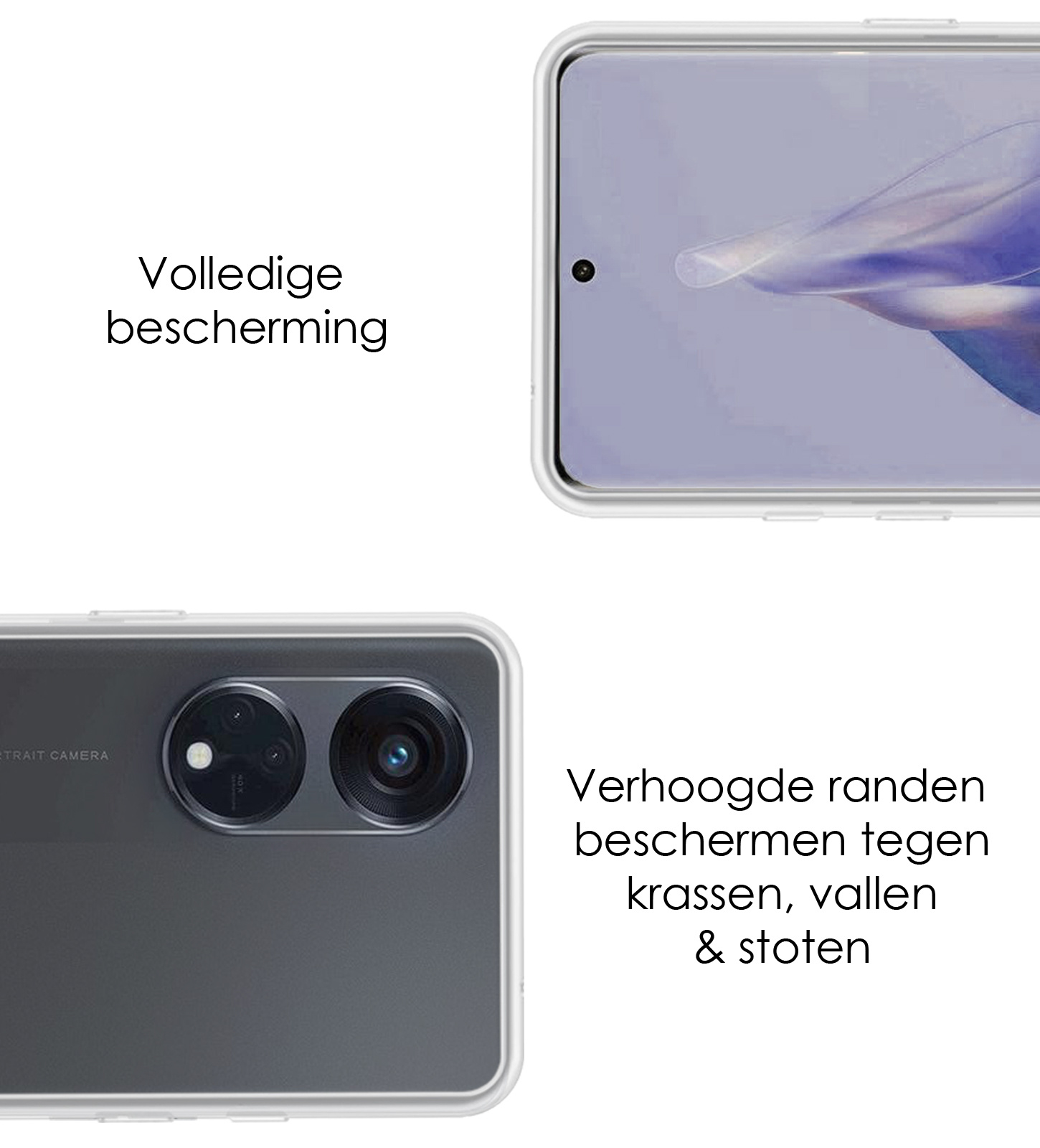 NoXx Hoes Geschikt voor OPPO Reno 8T 4G Hoesje Cover Siliconen Back Case Hoes Met Screenprotector - Transparant