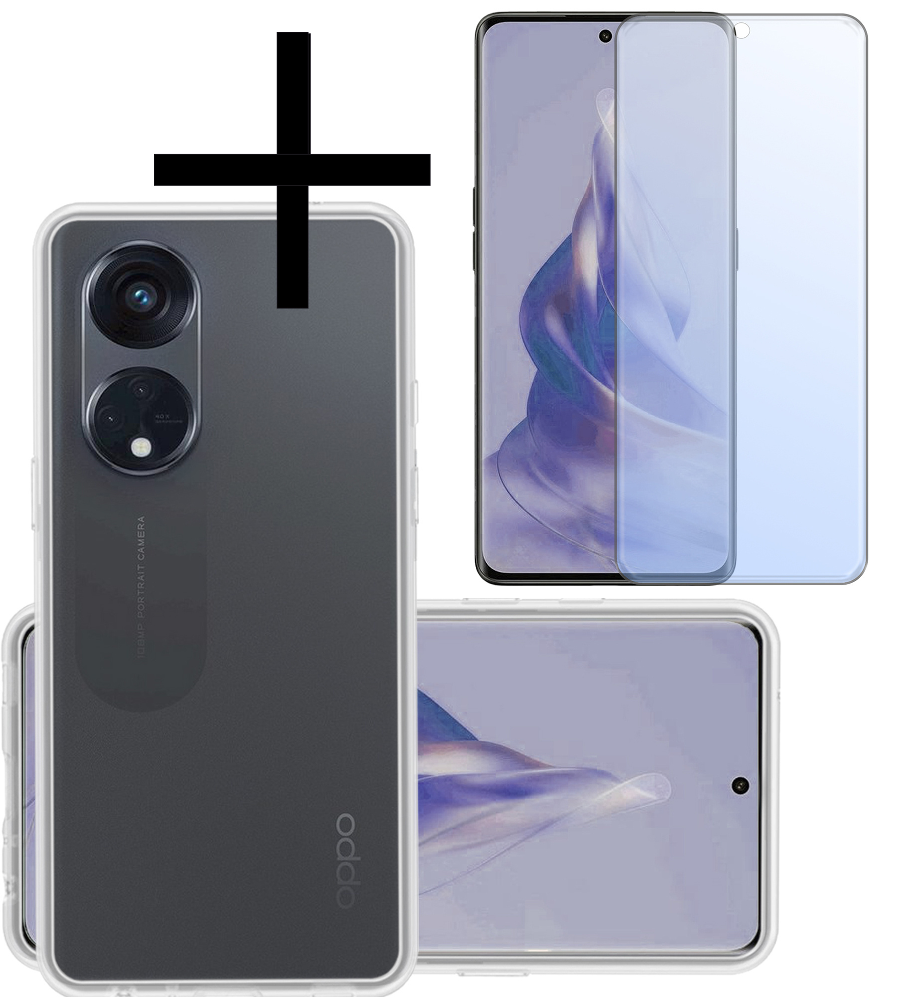 NoXx Hoes Geschikt voor OPPO Reno 8T 4G Hoesje Cover Siliconen Back Case Hoes Met Screenprotector - Transparant