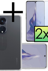 NoXx Hoes Geschikt voor OPPO Reno 8T 4G Hoesje Cover Siliconen Back Case Hoes Met 2x Screenprotector - Transparant