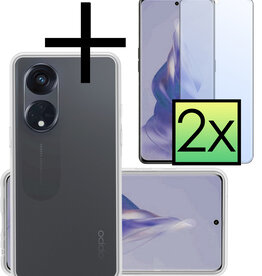 NoXx NoXx Oppo Reno 8T 4G Hoesje Siliconen Met 2x Screenprotector - Transparant
