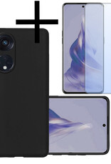 NoXx Hoes Geschikt voor OPPO Reno 8T 4G Hoesje Cover Siliconen Back Case Hoes Met Screenprotector - Zwart