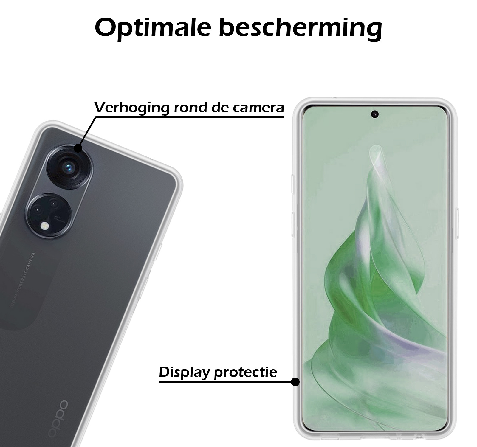 Nomfy Hoesje Geschikt voor OPPO Reno 8T 4G Hoesje Siliconen Cover Case - Hoes Geschikt voor OPPO Reno 8T 4G Hoes Back Case - 2-PACK - Transparant