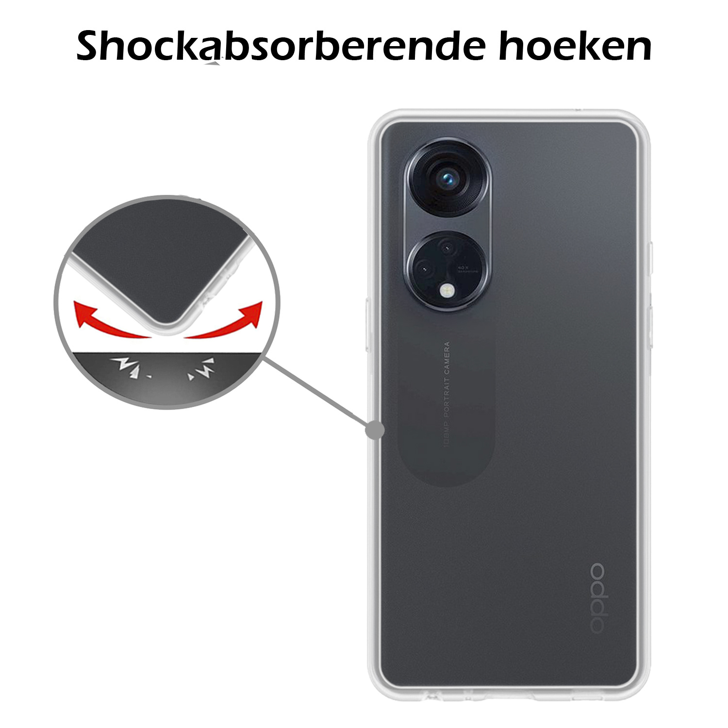 Nomfy Hoesje Geschikt voor OPPO Reno 8T 4G Hoesje Siliconen Cover Case - Hoes Geschikt voor OPPO Reno 8T 4G Hoes Back Case - 2-PACK - Transparant