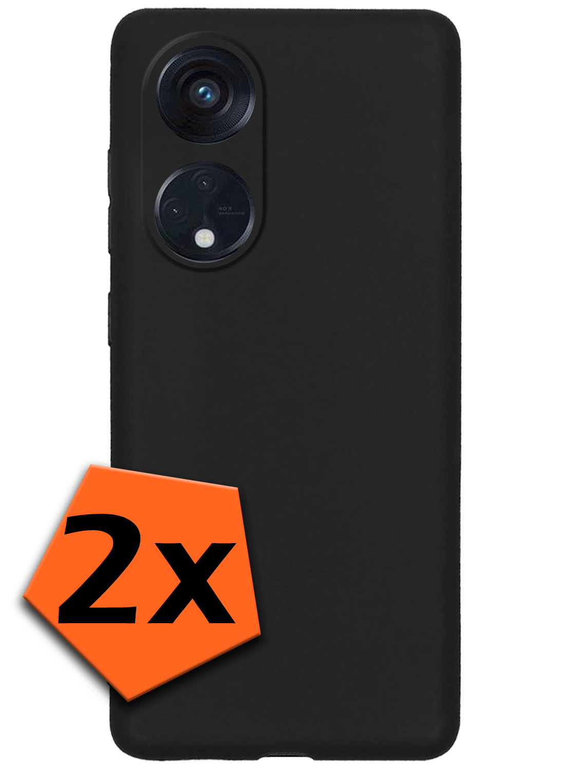 Nomfy Hoesje Geschikt voor OPPO Reno 8T 4G Hoesje Siliconen Cover Case - Hoes Geschikt voor OPPO Reno 8T 4G Hoes Back Case - 2-PACK - Zwart