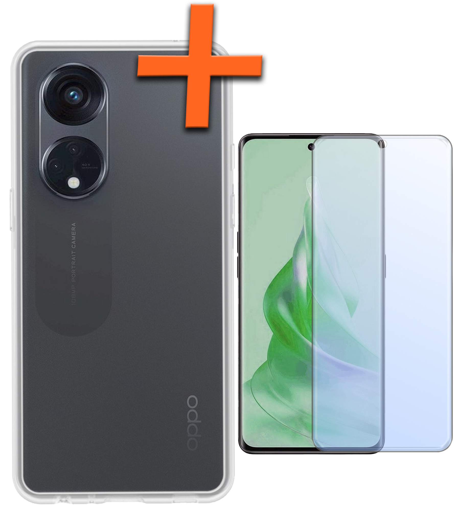 Nomfy Hoesje Geschikt voor OPPO Reno 8T 4G Hoesje Siliconen Cover Case Met Screenprotector - Hoes Geschikt voor OPPO Reno 8T 4G Hoes Back Case - Transparant