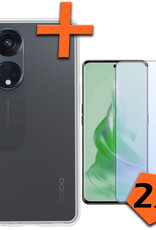 Nomfy Hoesje Geschikt voor OPPO Reno 8T 4G Hoesje Siliconen Cover Case Met 2x Screenprotector - Hoes Geschikt voor OPPO Reno 8T 4G Hoes Back Case - Transparant
