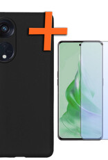 Nomfy Hoesje Geschikt voor OPPO Reno 8T 4G Hoesje Siliconen Cover Case Met Screenprotector - Hoes Geschikt voor OPPO Reno 8T 4G Hoes Back Case - Zwart