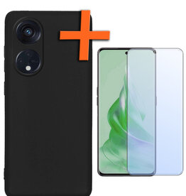 Nomfy Nomfy Oppo Reno 8T 4G Hoesje Siliconen Met Screenprotector - Zwart