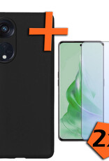 Nomfy Hoesje Geschikt voor OPPO Reno 8T 4G Hoesje Siliconen Cover Case Met 2x Screenprotector - Hoes Geschikt voor OPPO Reno 8T 4G Hoes Back Case - Zwart