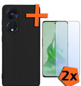 Nomfy Nomfy Oppo Reno 8T 4G Hoesje Siliconen Met 2x Screenprotector - Zwart
