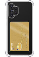 Nomfy Hoesje Geschikt voor Samsung A32 4G Hoesje Pasjeshouder Shockproof Pas Houder - Hoesje Geschikt voor Samsung Galaxy A32 4G Hoes Met Kaarthouder - Transparant
