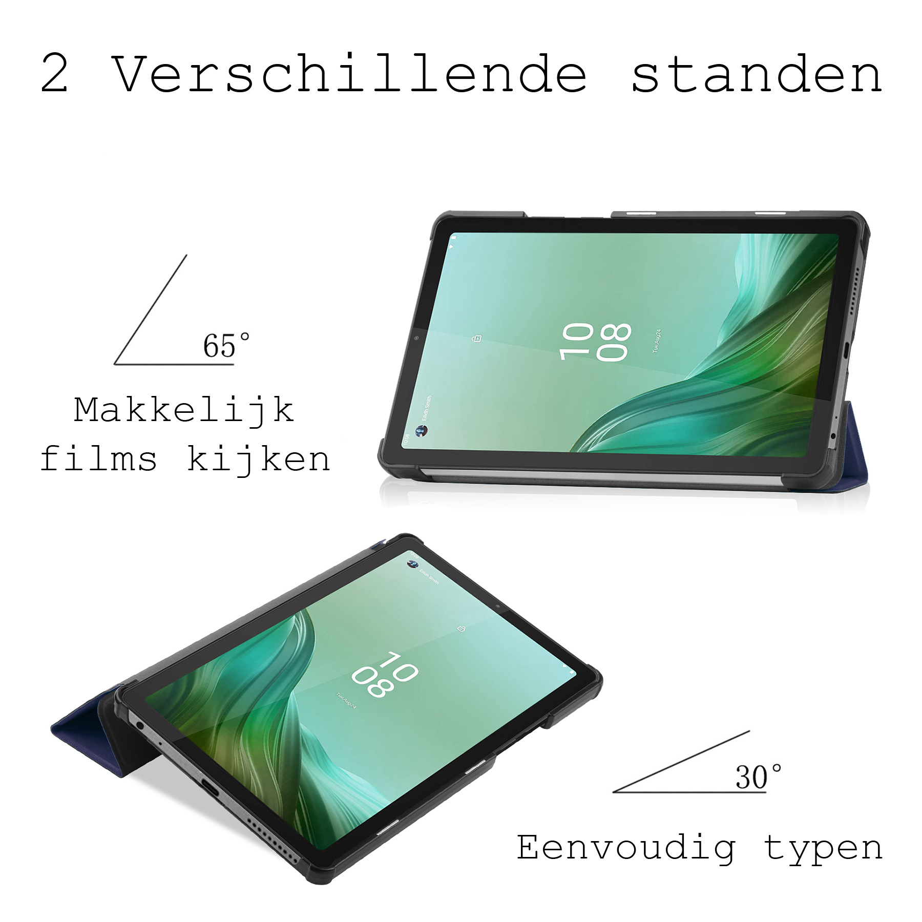 BASEY. Hoesje Geschikt voor Lenovo Tab M9 Hoes Case Tablet Hoesje Tri-fold - Hoes Geschikt voor Lenovo Tab M9 Hoesje Hard Cover Bookcase Hoes - Donkerblauw