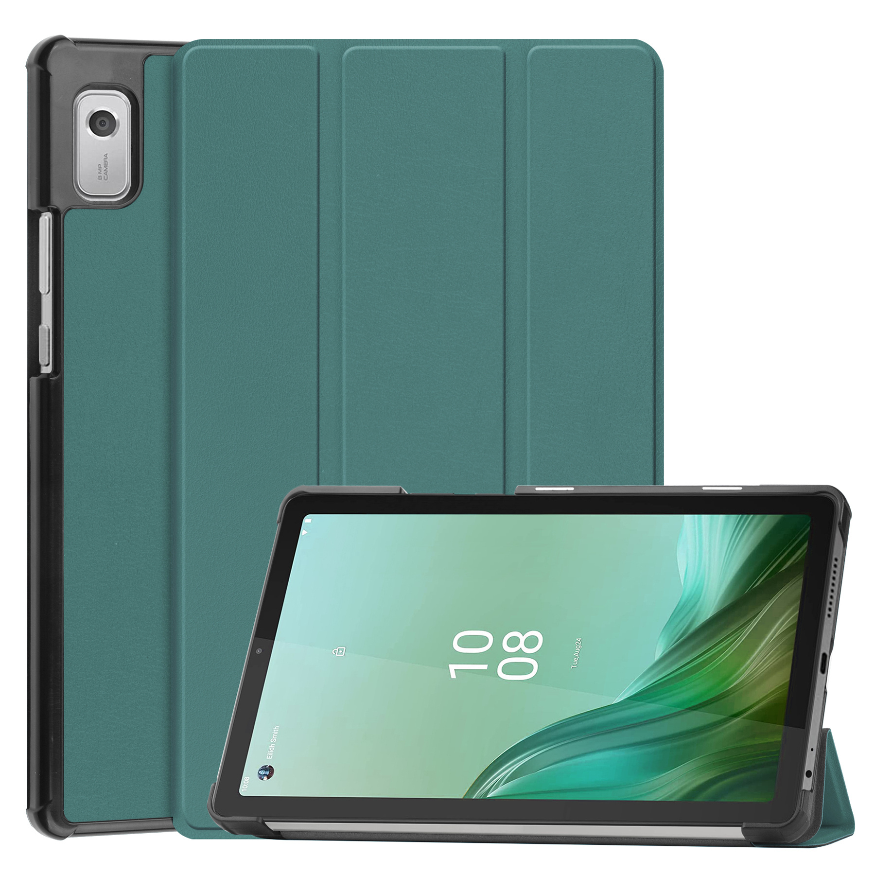BASEY. Hoesje Geschikt voor Lenovo Tab M9 Hoes Case Tablet Hoesje Tri-fold - Hoes Geschikt voor Lenovo Tab M9 Hoesje Hard Cover Bookcase Hoes - Donkergroen