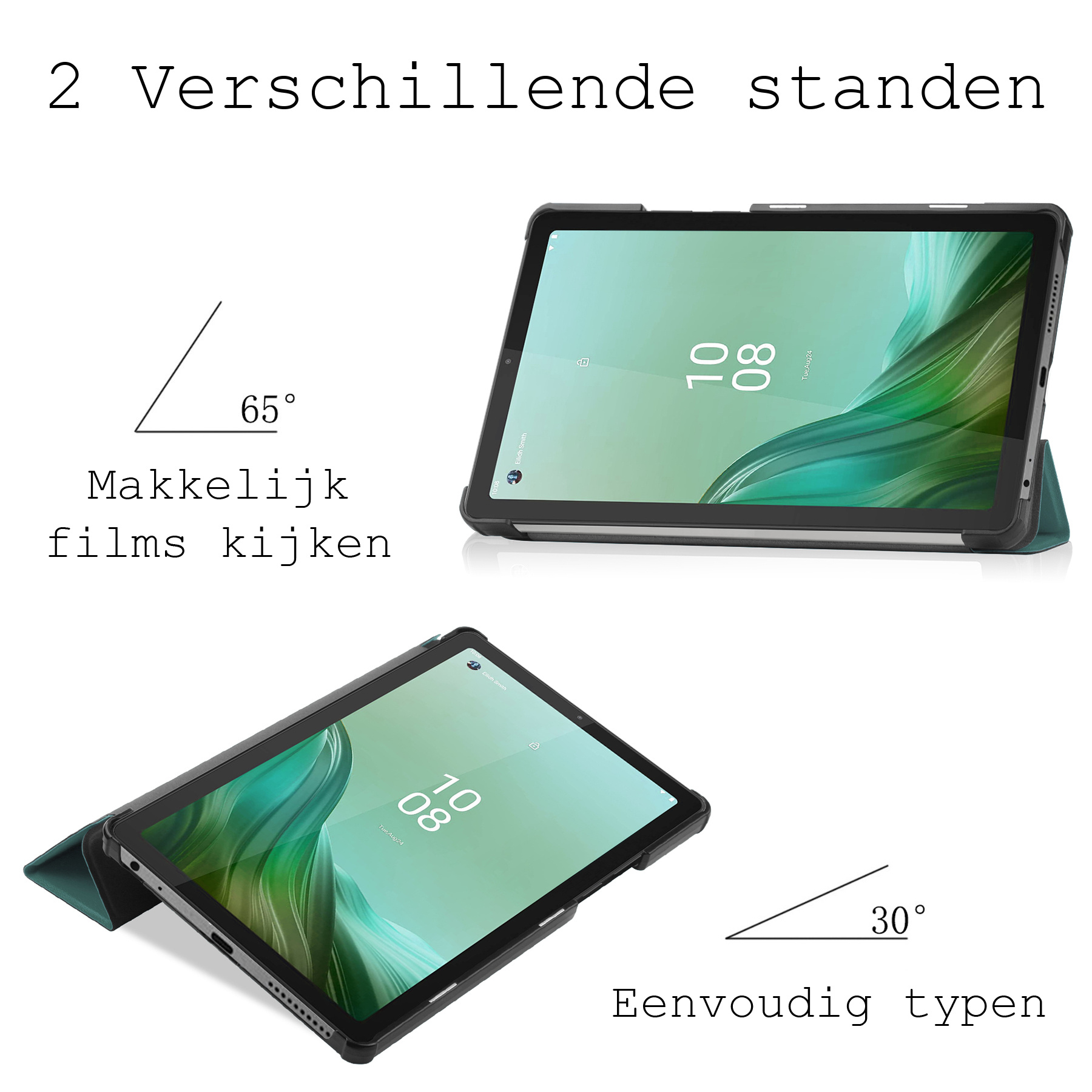 BASEY. Hoesje Geschikt voor Lenovo Tab M9 Hoes Case Tablet Hoesje Tri-fold - Hoes Geschikt voor Lenovo Tab M9 Hoesje Hard Cover Bookcase Hoes - Donkergroen
