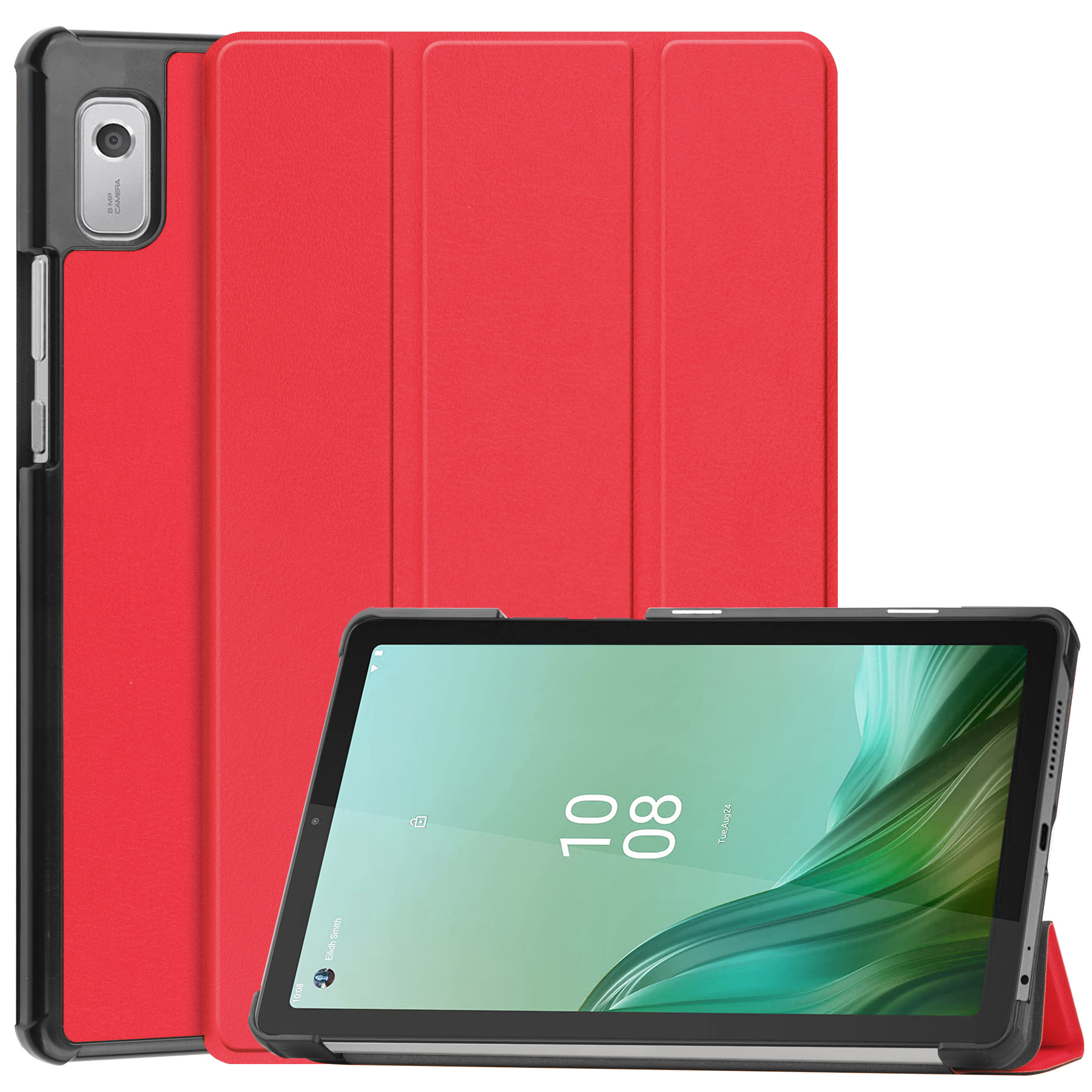 BASEY. Hoesje Geschikt voor Lenovo Tab M9 Hoes Case Tablet Hoesje Tri-fold - Hoes Geschikt voor Lenovo Tab M9 Hoesje Hard Cover Bookcase Hoes - Rood