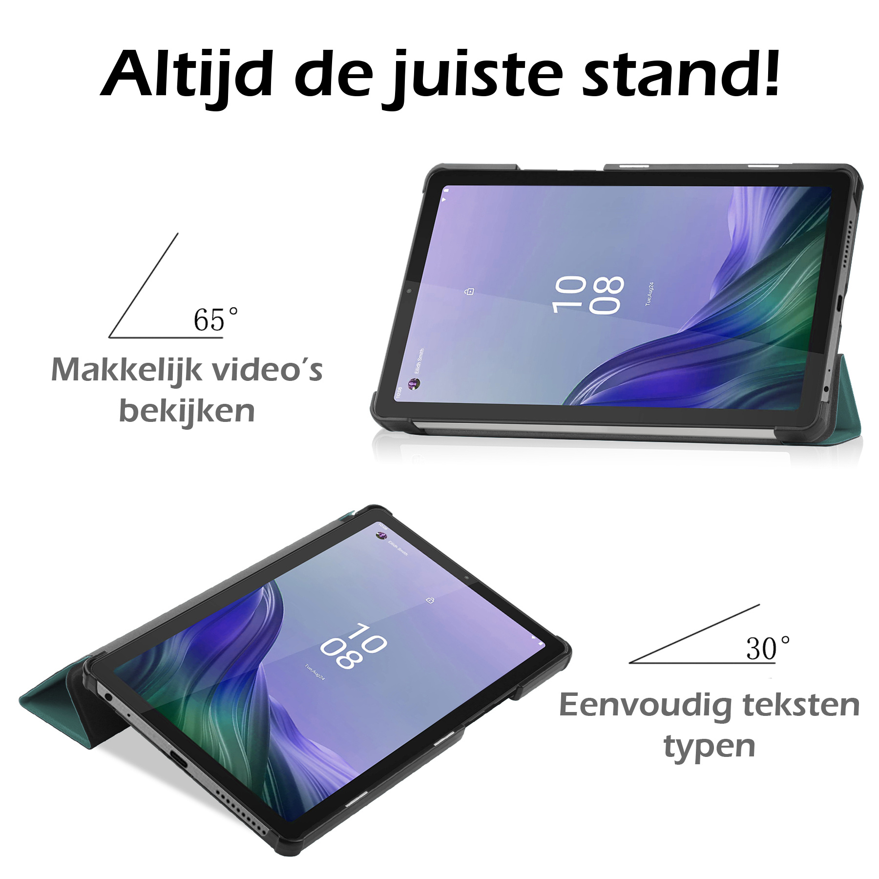 Nomfy Hoes Geschikt voor Lenovo Tab M9 Hoes Tri-fold Tablet Hoesje Case - Hoesje Geschikt voor Lenovo Tab M9 Hoesje Hardcover Bookcase - Donkergroen