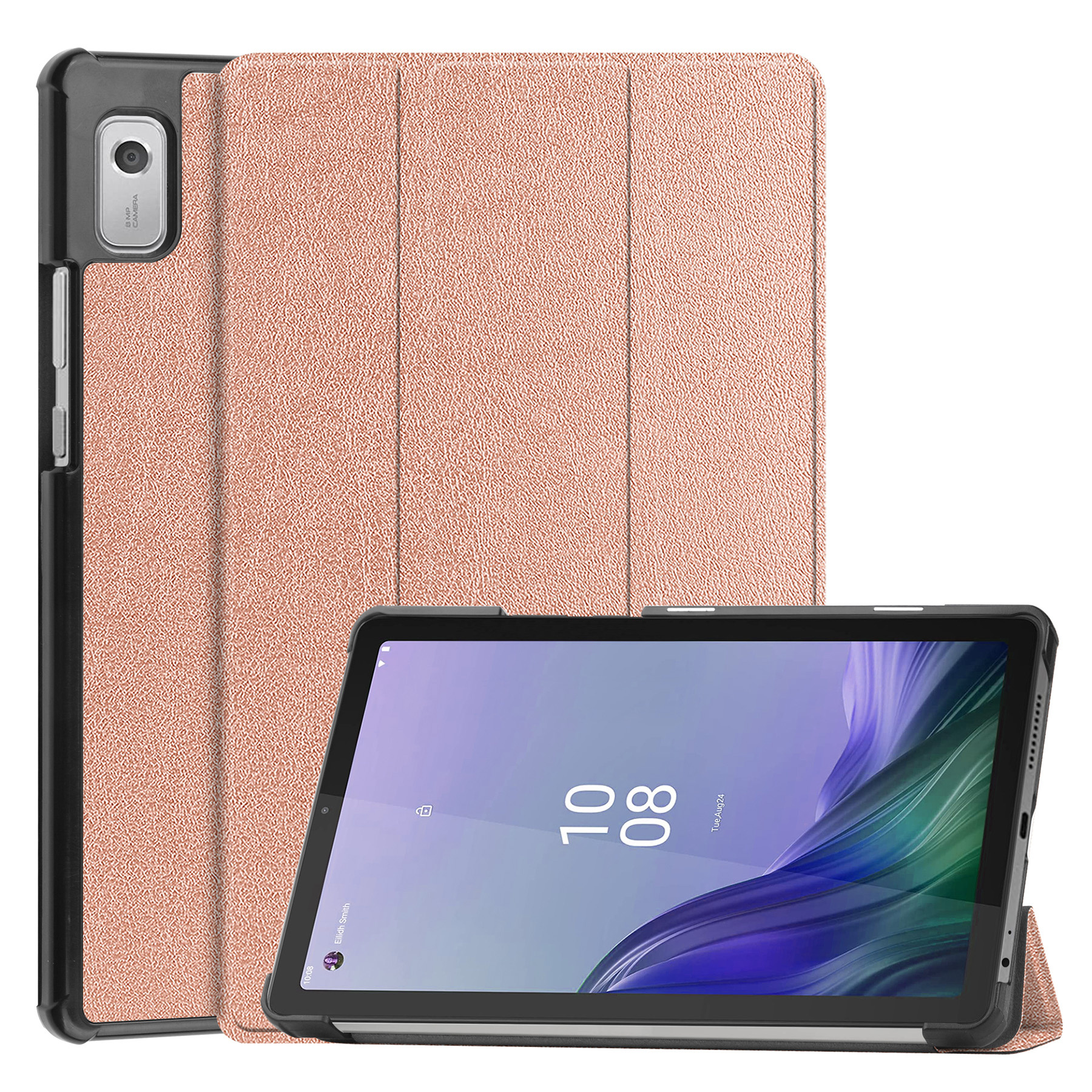 Nomfy Hoes Geschikt voor Lenovo Tab M9 Hoes Tri-fold Tablet Hoesje Case - Hoesje Geschikt voor Lenovo Tab M9 Hoesje Hardcover Bookcase - Rosé goud