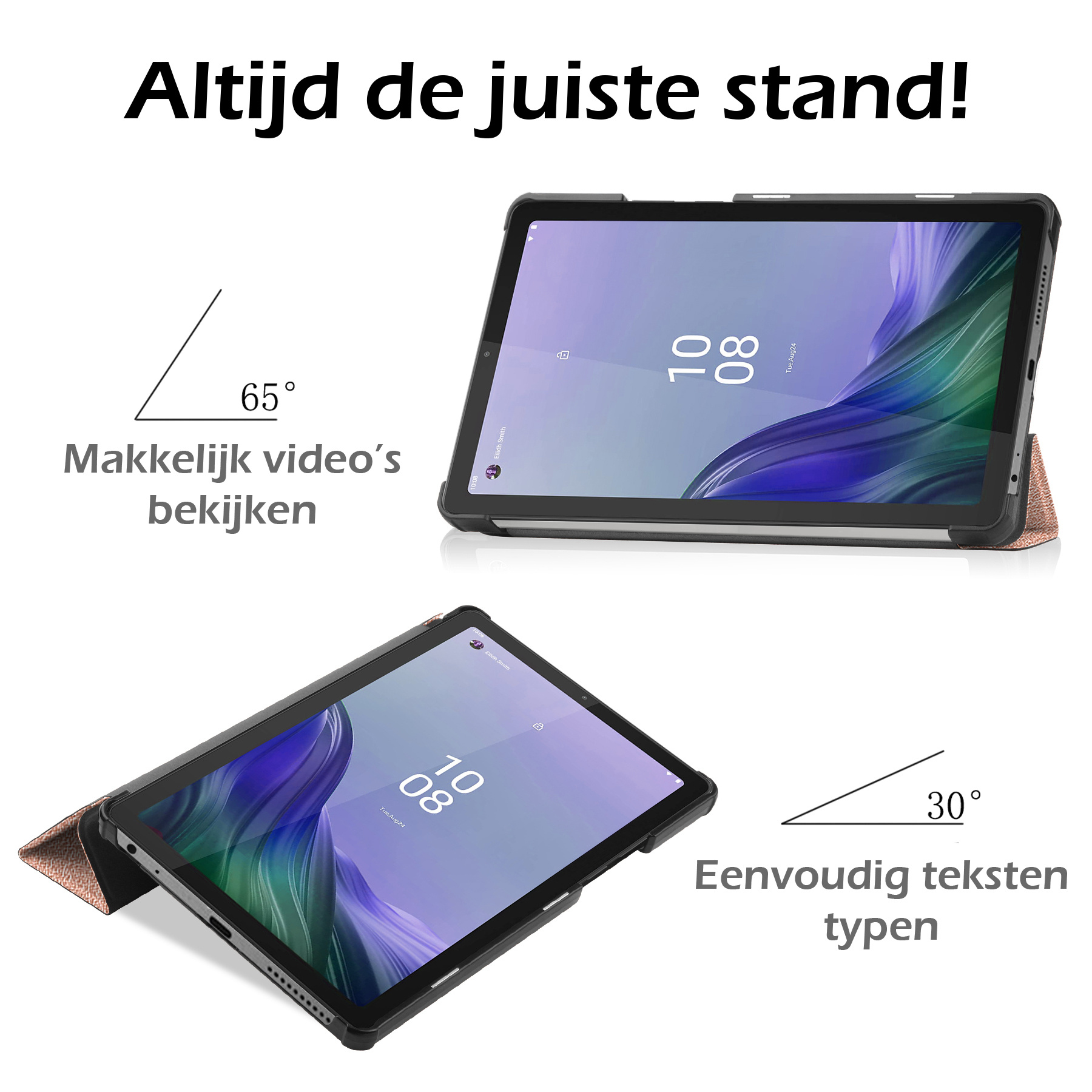 Nomfy Hoes Geschikt voor Lenovo Tab M9 Hoes Tri-fold Tablet Hoesje Case - Hoesje Geschikt voor Lenovo Tab M9 Hoesje Hardcover Bookcase - Rosé goud