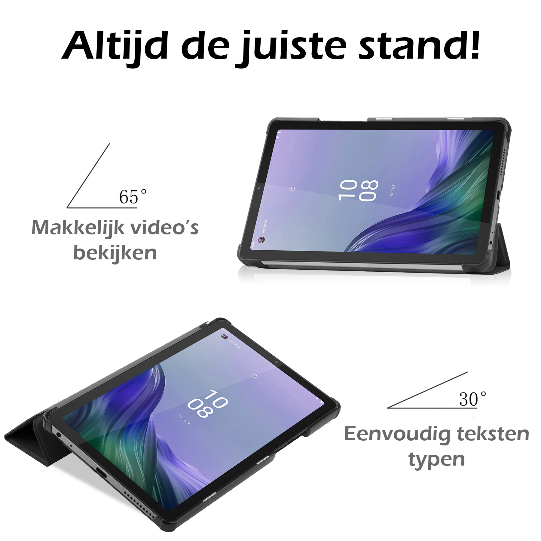 Nomfy Hoes Geschikt voor Lenovo Tab M9 Hoes Tri-fold Tablet Hoesje Case - Hoesje Geschikt voor Lenovo Tab M9 Hoesje Hardcover Bookcase - Zwart