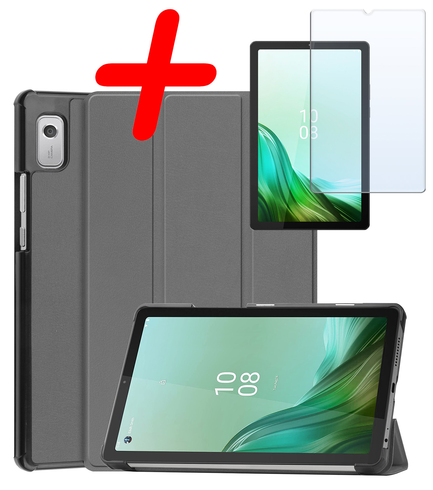BASEY. Hoesje Geschikt voor Lenovo Tab M9 Hoes Case Tablet Hoesje Tri-fold Met Screenprotector - Hoes Geschikt voor Lenovo Tab M9 Hoesje Hard Cover Bookcase Hoes - Grijs