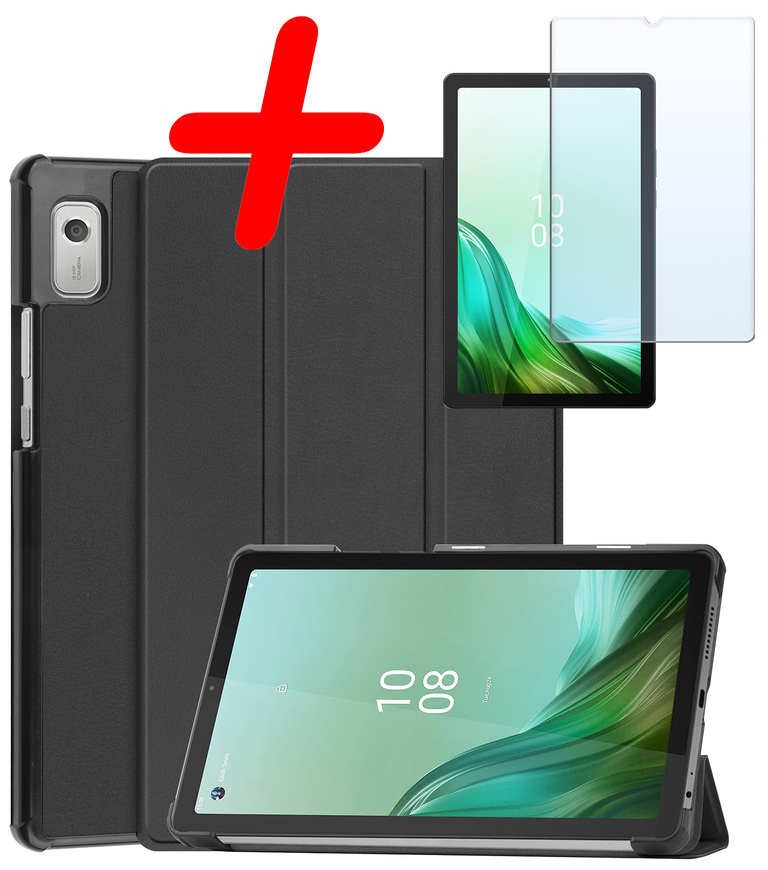 BASEY. Hoesje Geschikt voor Lenovo Tab M9 Hoes Case Tablet Hoesje Tri-fold Met Screenprotector - Hoes Geschikt voor Lenovo Tab M9 Hoesje Hard Cover Bookcase Hoes - Zwart