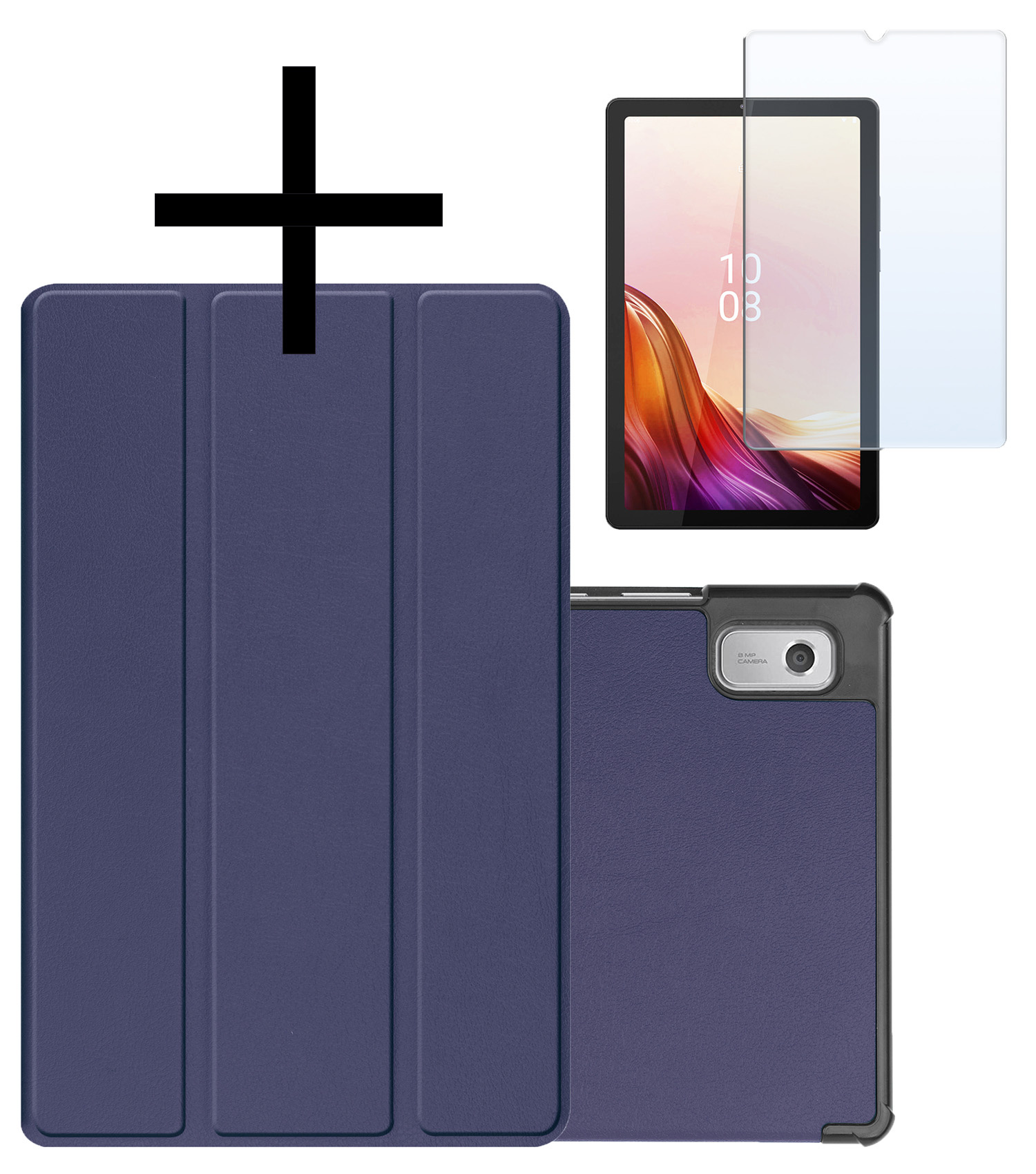 NoXx Hoesje Geschikt voor Lenovo Tab M9 Hoesje Case Hard Cover Hoes Book Case Met Screenprotector - Donkerblauw