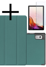 NoXx Hoesje Geschikt voor Lenovo Tab M9 Hoesje Case Hard Cover Hoes Book Case Met Screenprotector - Donkergroen