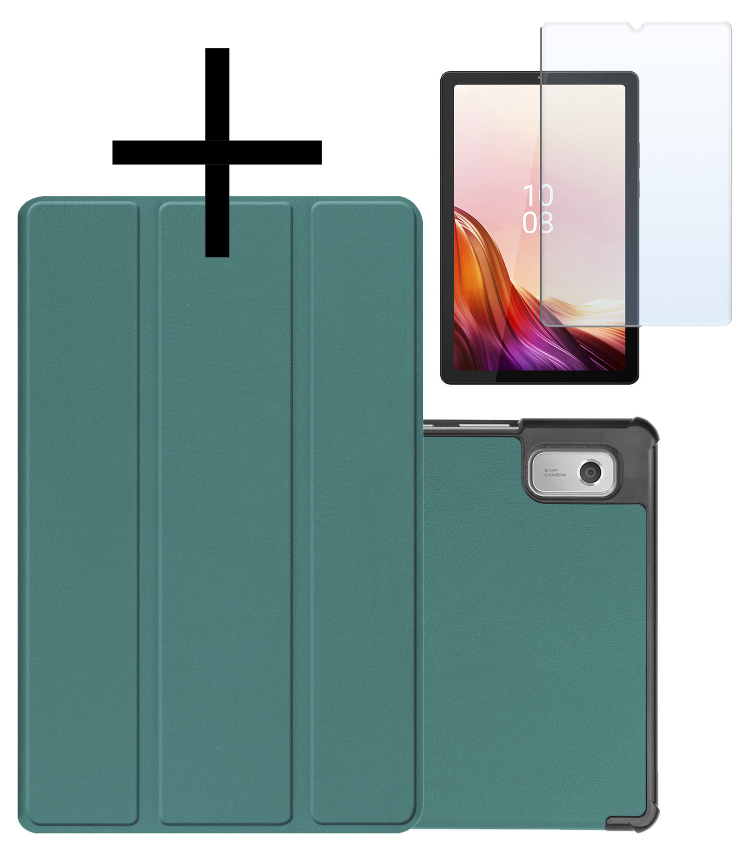NoXx Hoesje Geschikt voor Lenovo Tab M9 Hoesje Case Hard Cover Hoes Book Case Met Screenprotector - Donkergroen