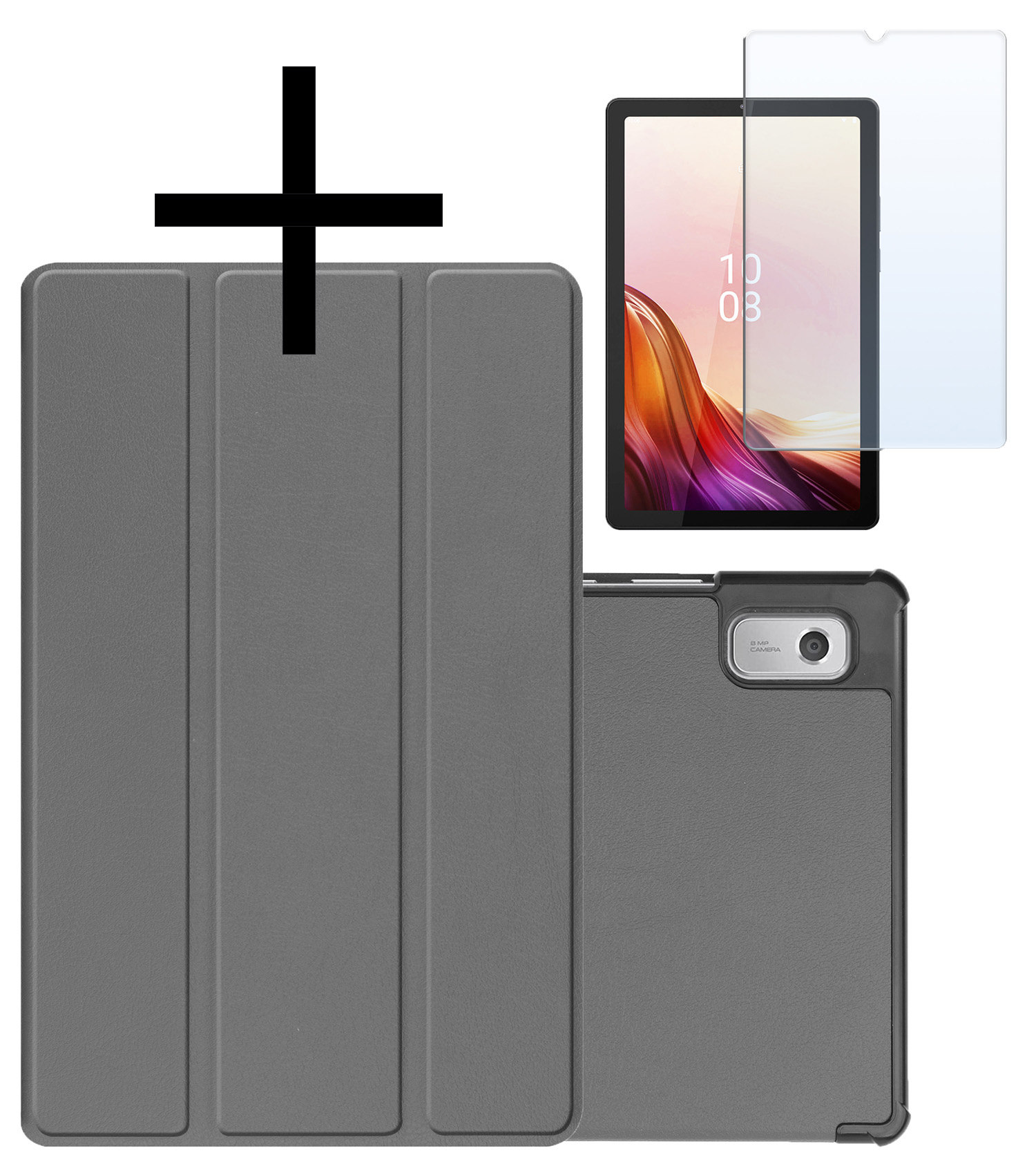 NoXx Hoesje Geschikt voor Lenovo Tab M9 Hoesje Case Hard Cover Hoes Book Case Met Screenprotector - Grijs