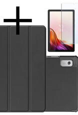 NoXx Hoesje Geschikt voor Lenovo Tab M9 Hoesje Case Hard Cover Hoes Book Case Met Screenprotector - Zwart