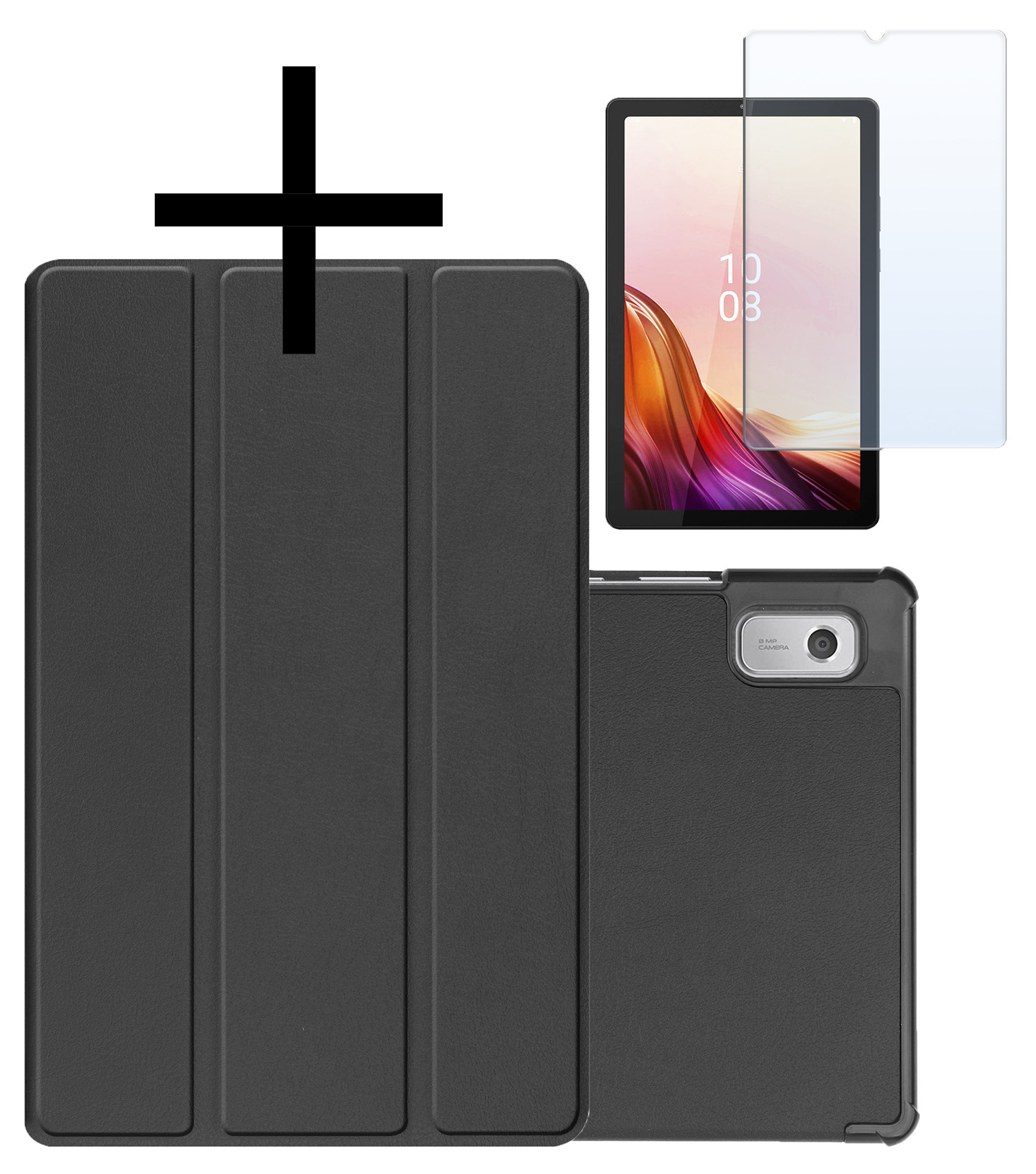 NoXx Hoesje Geschikt voor Lenovo Tab M9 Hoesje Case Hard Cover Hoes Book Case Met Screenprotector - Zwart
