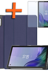 Nomfy Hoes Geschikt voor Lenovo Tab M9 Hoes Tri-fold Tablet Hoesje Case Met Screenprotector - Hoesje Geschikt voor Lenovo Tab M9 Hoesje Hardcover Bookcase - Donkerblauw