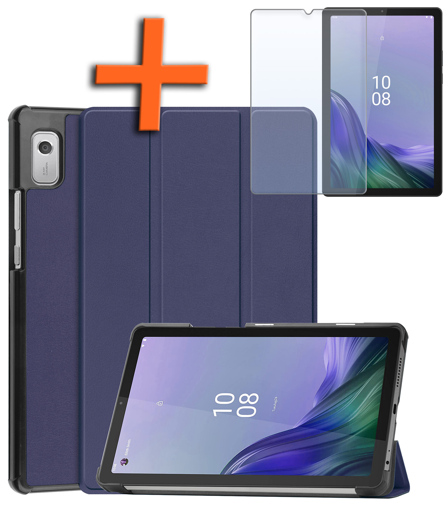 Nomfy Hoes Geschikt voor Lenovo Tab M9 Hoes Tri-fold Tablet Hoesje Case Met Screenprotector - Hoesje Geschikt voor Lenovo Tab M9 Hoesje Hardcover Bookcase - Donkerblauw
