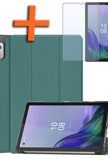 Nomfy Hoes Geschikt voor Lenovo Tab M9 Hoes Tri-fold Tablet Hoesje Case Met Screenprotector - Hoesje Geschikt voor Lenovo Tab M9 Hoesje Hardcover Bookcase - Donkergroen