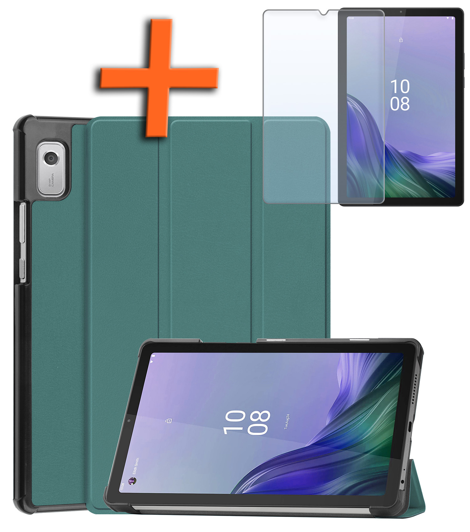 Nomfy Hoes Geschikt voor Lenovo Tab M9 Hoes Tri-fold Tablet Hoesje Case Met Screenprotector - Hoesje Geschikt voor Lenovo Tab M9 Hoesje Hardcover Bookcase - Donkergroen
